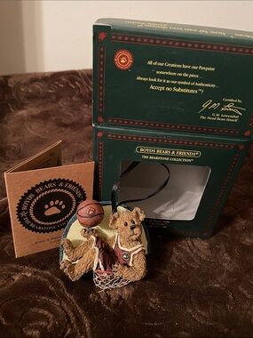 Boyds Bears Brown and Red Basketball Bear Ornament